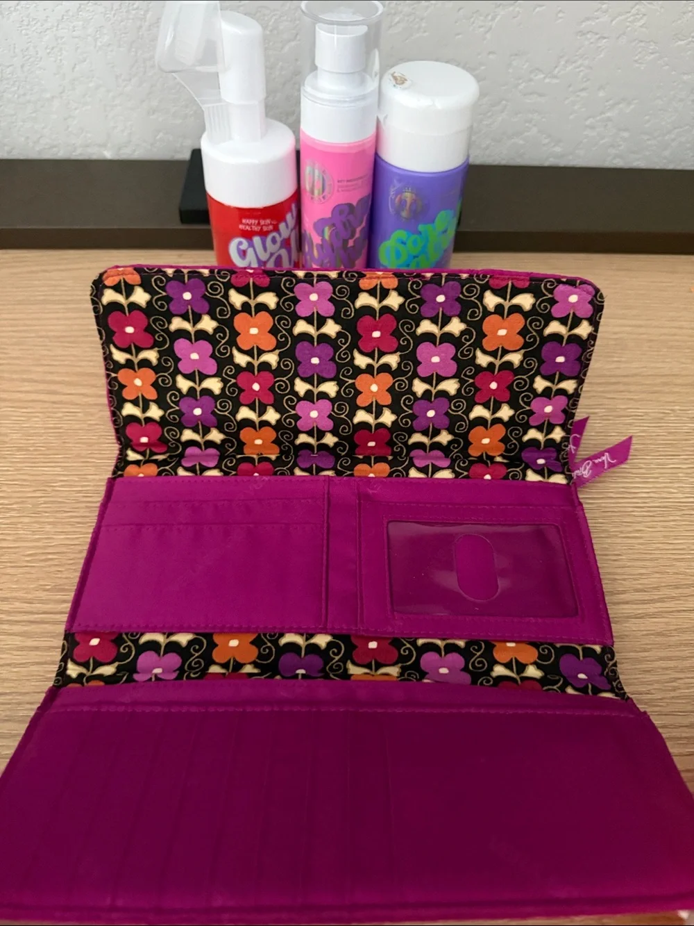 Bundle Vera Bradley Quilted Hot Pink Wallet with Colorful Skincare Trio